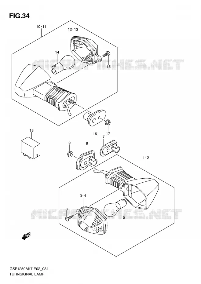 INDICATOREN Suzuki MOTO 1250 BANDIT-S 2007  GSF1250SK7(E2)