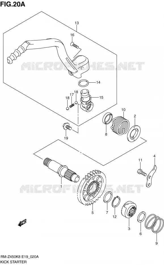 KICKSTARTER (RM-Z450L0/L1) Suzuki MOTO 450 RM-Z 2012  RM-Z450L1(E19)