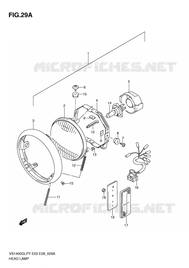 KOPLAMP (MODEL K1/K2/K3) Suzuki MOTO 1400 INTRUDER 1997  VS1400GLPV(E3/E28)
