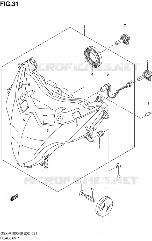 KOPLAMP Suzuki MOTO 1000 GSX-R 2009  GSX-R1000UFK9(E2)