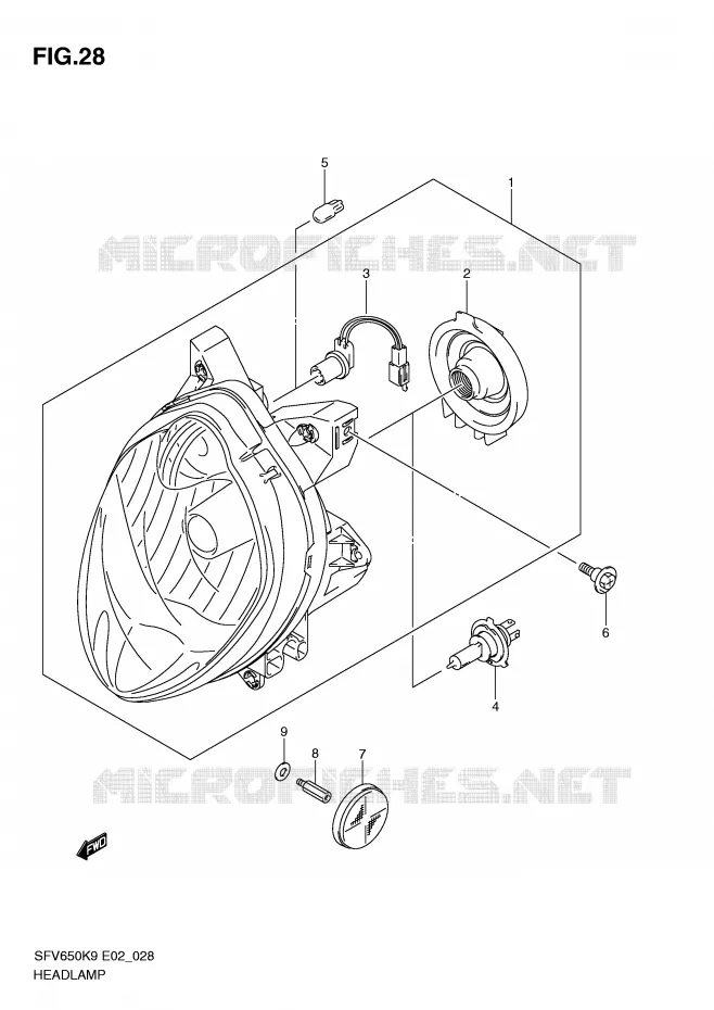 KOPLAMP Suzuki MOTO 650 GLADIUS 2009  SFV650UAK9(E2)