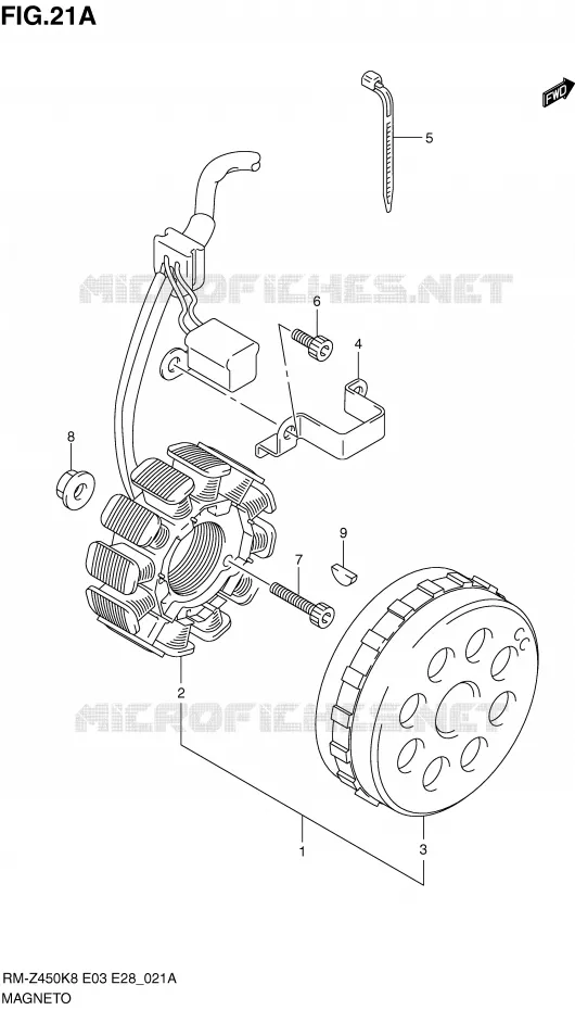 ONTSTEKING (RM-Z450L0/L1) Suzuki MOTO 450 RM-Z 2008  RM-Z450K8(E3/E28)