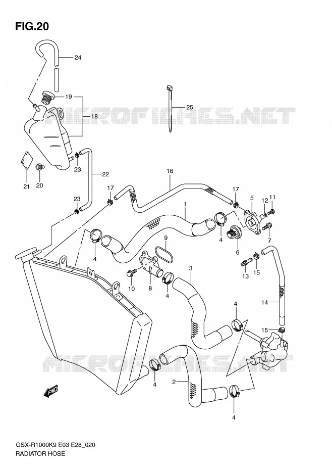 RADIATOR SLANG Suzuki MOTO 1000 GSX-R 2010  GSX-R1000L0(E3/E28)