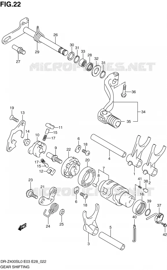SCHAKELEN ASSY Suzuki MOTO 400 DR-Z 2010  DR-Z400SL0(E3/E28)