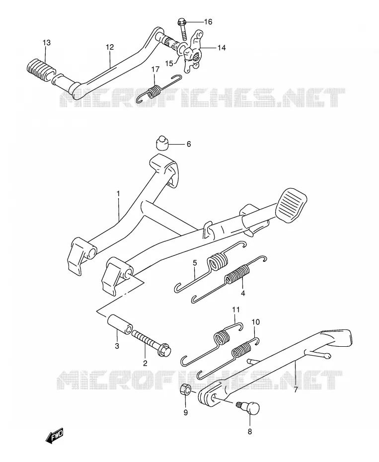 STAND - ACHTER REMPEDAAL Suzuki MOTO 500 GS-E 1997  GS500EUV(E2)