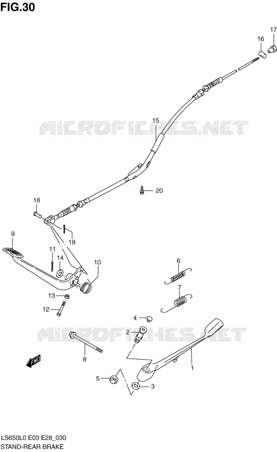 STAND - ACHTER REMPEDAAL Suzuki MOTO 650 BOULEVARD 2010  LS650L0(E3/E28)