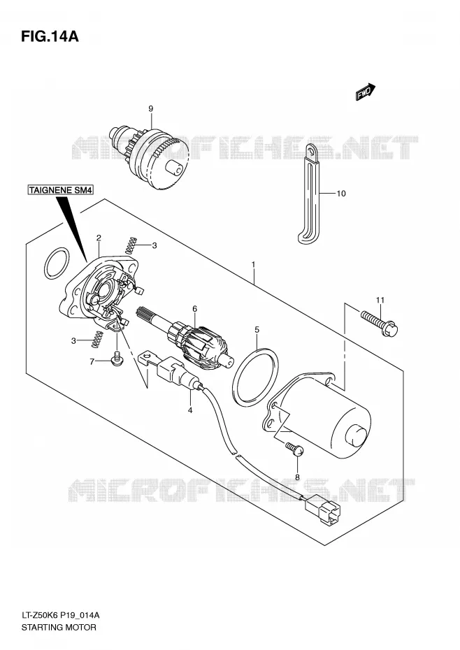 STARTMOTOR (MODEL K8/K9/L0) Suzuki QUAD 50 QUADSPORT 2014  LT-Z50L0(P19)