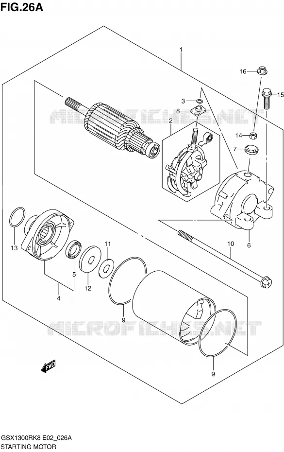 STARTMOTOR (MODEL K9 E14,MODEL L0) Suzuki MOTO 1300 HAYABUSA 2008  GSX1300RU2K8(E2)