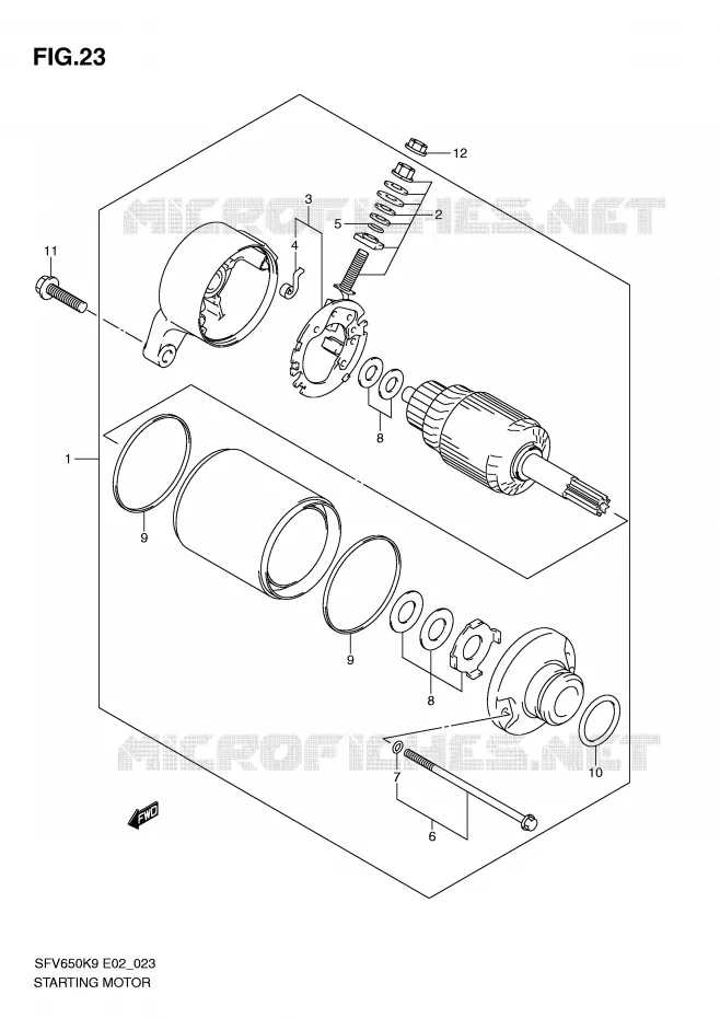 STARTMOTOR (SFV650K9/UK9) Suzuki MOTO 650 GLADIUS 2010  SFV650UAL0(E2)