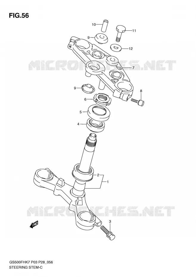 STUURKOLOM (GS500FH) Suzuki MOTO 500 GS-E 2010  GS500HL0(P3)