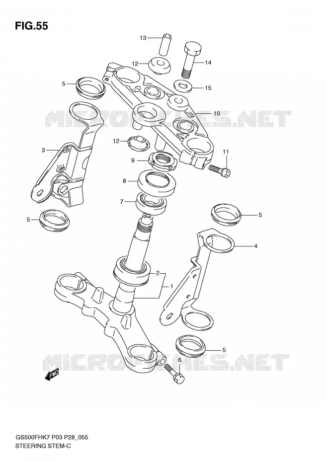 STUURKOLOM (GS500H) Suzuki MOTO 500 GS-E 2009  GS500HK9(P3)