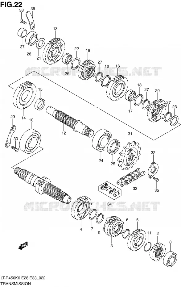 TRANSMISSION (MODEL K6/K7) Suzuki QUAD 450 QUADRACER 2009  LT-R450ZK9(E28/E33)