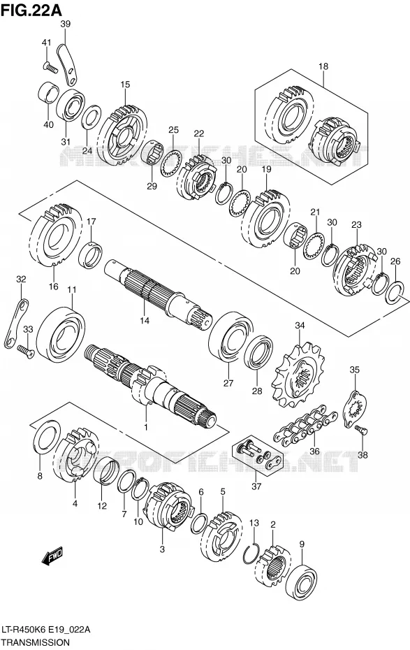 TRANSMISSION (MODEL K8/K9/L0) Suzuki QUAD 450 QUADRACER 2008  LT-R450ZK8(E19)