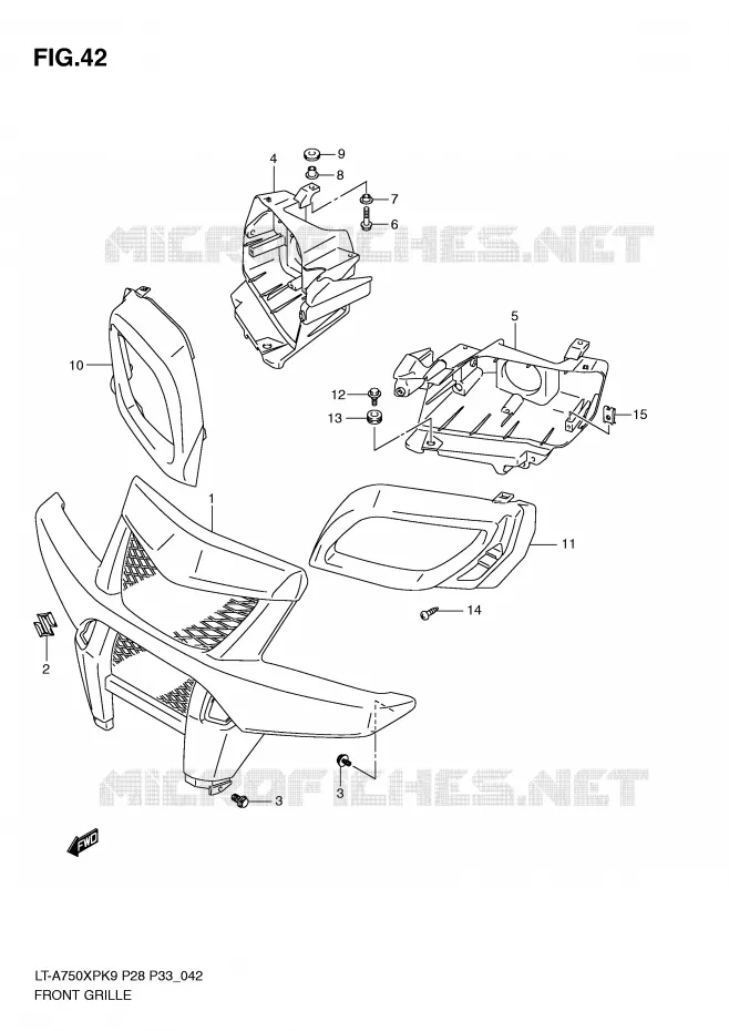 VOORBUMPER - KOPLAMPHUIS Suzuki QUAD 750 KINGQUAD 2009  LT-A750XPK9(P28/P33)