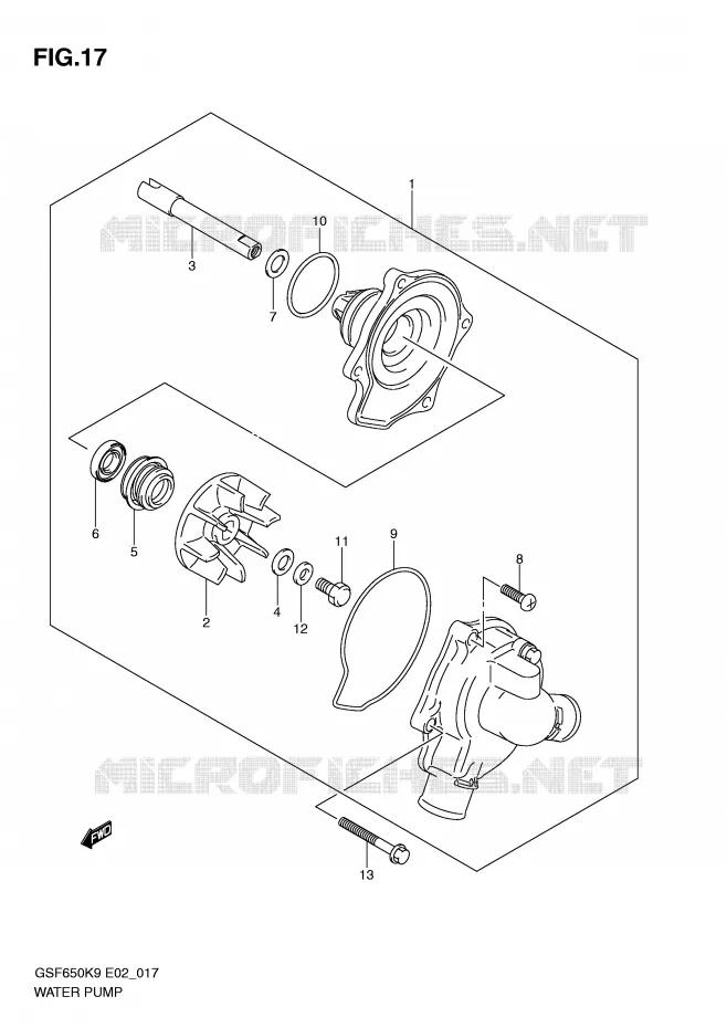 WATERPOMP Suzuki MOTO 650 BANDIT 2009  GSF650SAK9(E2)