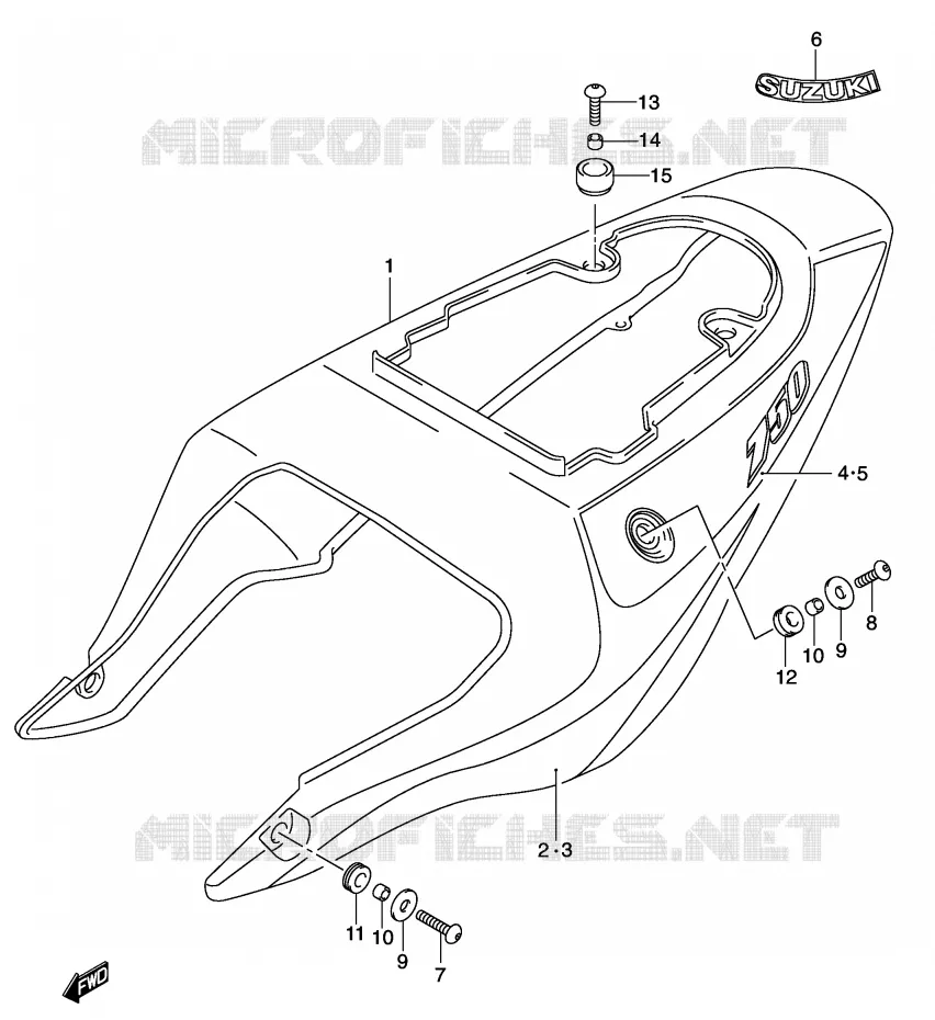 ACHTER KUIP  (MODELE K2) Suzuki MOTO 750 GSX-R 2003  GSX-R750U2K3(E2)