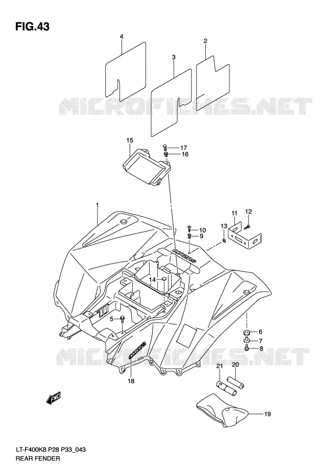 ACHTERSPATBORD (MODEL K8/K9) Suzuki QUAD 400 KINGQUAD 2009  LT-F400K9(P28/P33)