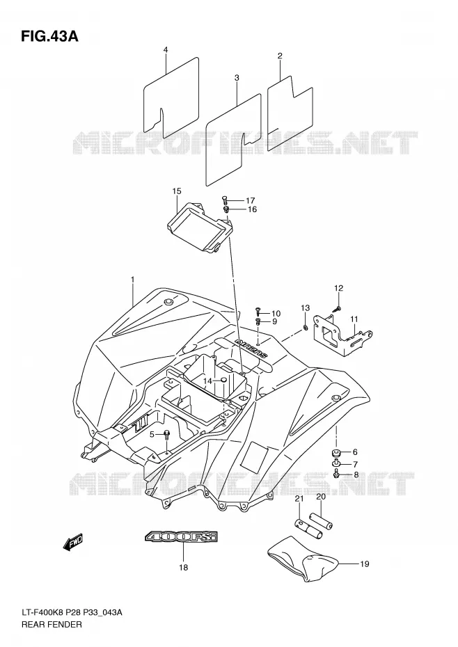 ACHTERSPATBORD (MODEL L0) Suzuki QUAD 400 KINGQUAD 2010  LT-F400L0(P28/P33)