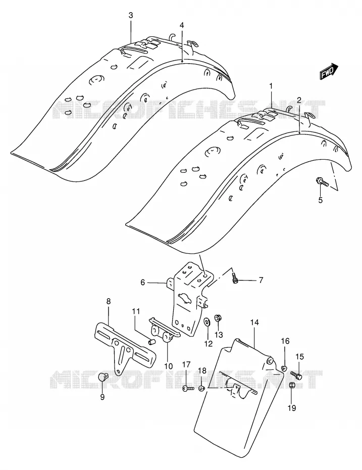 ACHTERSPATBORD (MODELE V/W) Suzuki MOTO 1400 INTRUDER 1996  VS1400GLPT(E2)