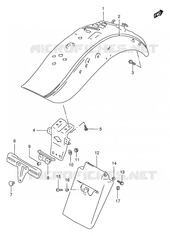 ACHTERSPATBORD (MODELE X) Suzuki MOTO 1400 INTRUDER 2003  VS1400GLPK3(E2)