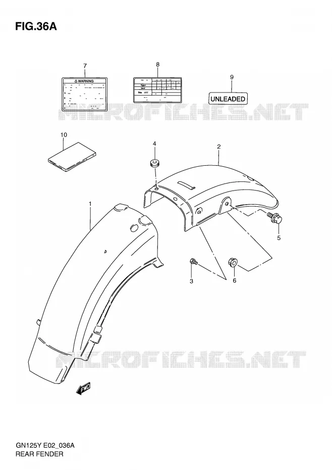 ACHTERSPATBORD (MODELE Y/K1) Suzuki MOTO 125 GN 1999  GN125EX(E2)