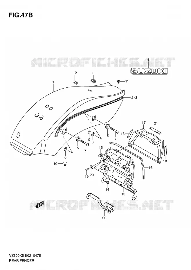 ACHTERSPATBORD (VZ800ZK8/ZK9) Suzuki MOTO 800 MARAUDER 2008  VZ800K8(E2)
