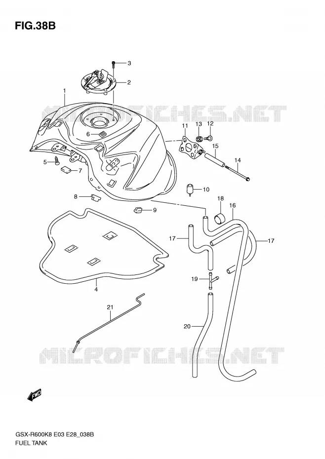 BENZINETANK (MODEL L0) Suzuki MOTO 600 GSX-R 2010  GSX-R600L0(E3/E28)