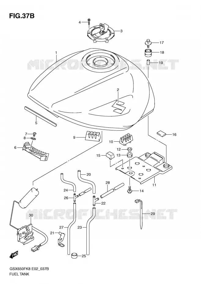 BENZINETANK (MODEL L0) Suzuki MOTO 650 GSX-F 2010  GSX650FAL0(E2)