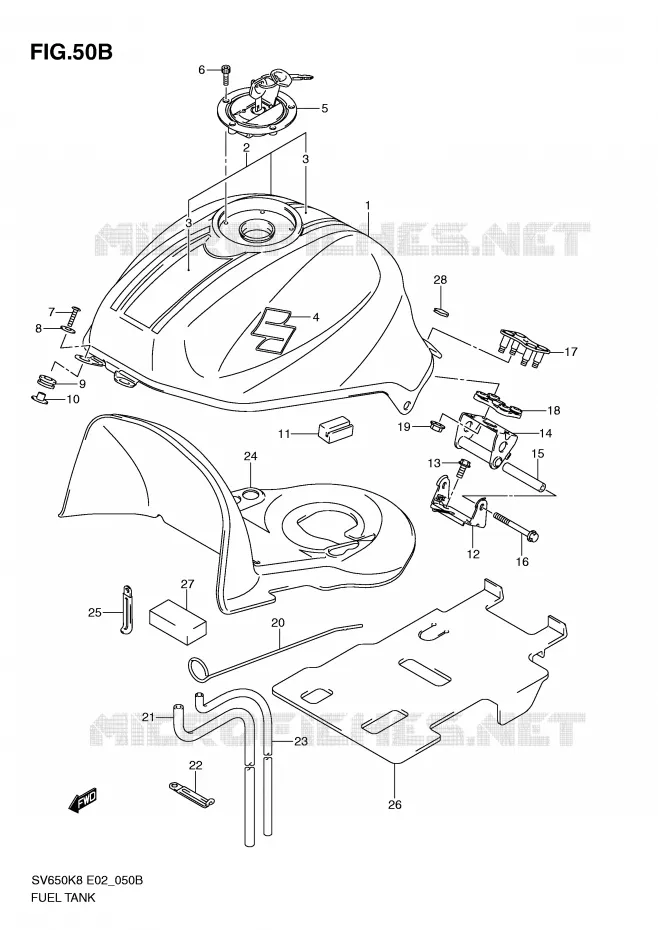 BENZINETANK (MODEL L0) Suzuki MOTO 650 SV 2008  SV650SUK8(E2)