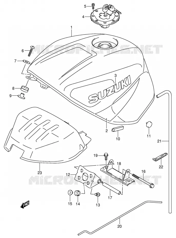 BENZINETANK (MODELE K1) Suzuki MOTO 750 GSX-R 2002  GSX-R750U1K2(E2)