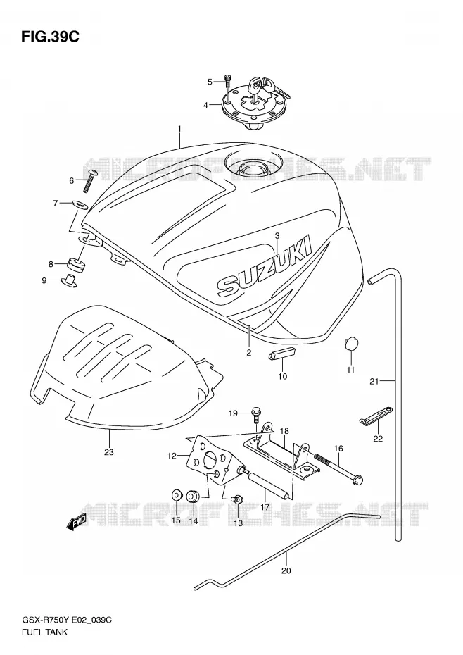 BENZINETANK (MODELE K3) Suzuki MOTO 750 GSX-R 2000  GSX-R750U2Y(E2)