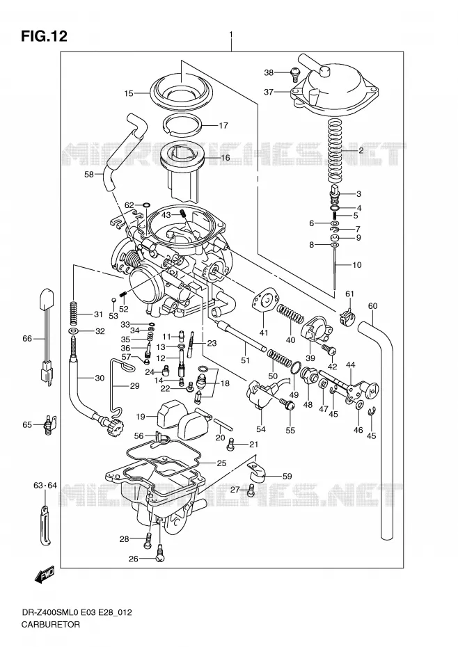 CARBURATOR Suzuki MOTO 400 DR-Z 2010  DR-Z400SML0(E3/E28)
