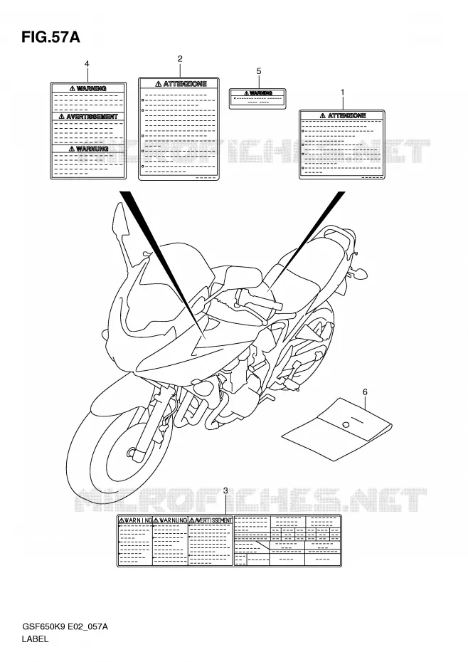 ETIKET (MODEL L0) Suzuki MOTO 650 BANDIT 2010  GSF650SL0(E2)