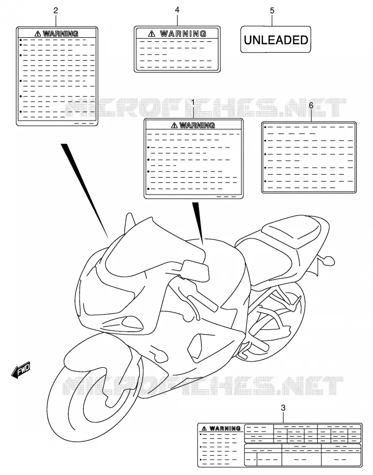 ETIKET (MODELE K2/K3) Suzuki MOTO 750 GSX-R 2001  GSX-R750U2K1(E2)
