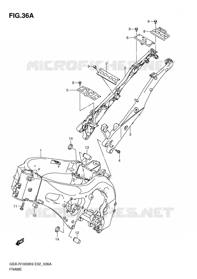FRAME (MODEL L0) Suzuki MOTO 1000 GSX-R 2009  GSX-R1000K9(E2)