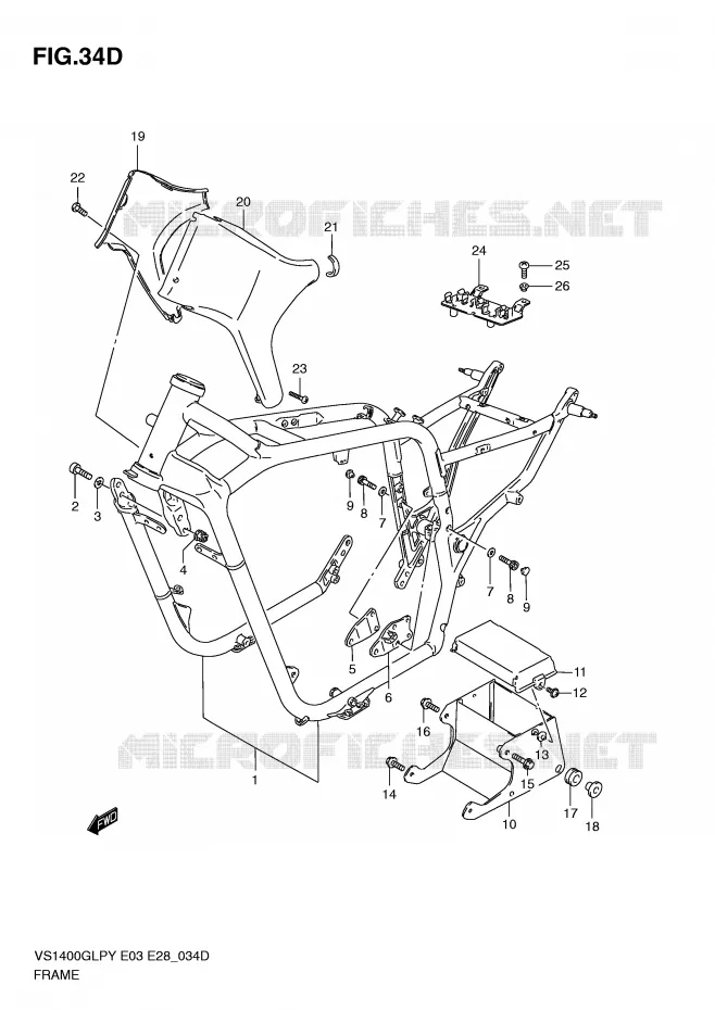 FRAME (MODELE K2/K3) Suzuki MOTO 1400 INTRUDER 1999  VS1400GLPX(E3/E28)