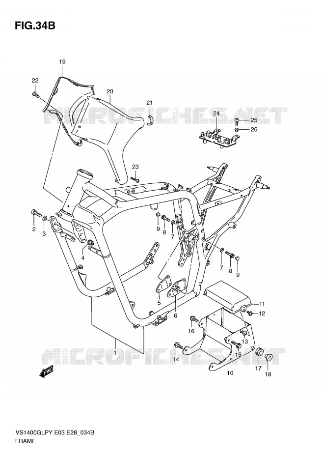 FRAME (MODELE W/X) Suzuki MOTO 1400 INTRUDER 1998  VS1400GLPW(E3/E28)