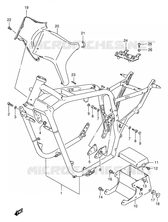 FRAME (MODELE Y/K1) Suzuki MOTO 1400 INTRUDER 1998  VS1400GLPW(E2)