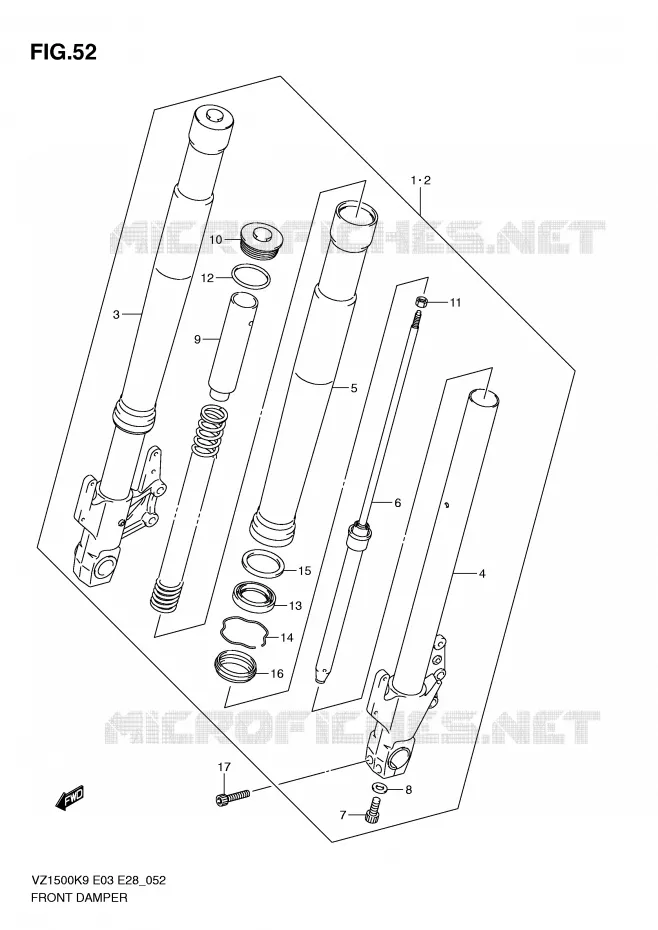FRONT SCHOKDEMPER Suzuki MOTO 1500 BOULEVARD 2009  VZ1500K9(E3/E28)