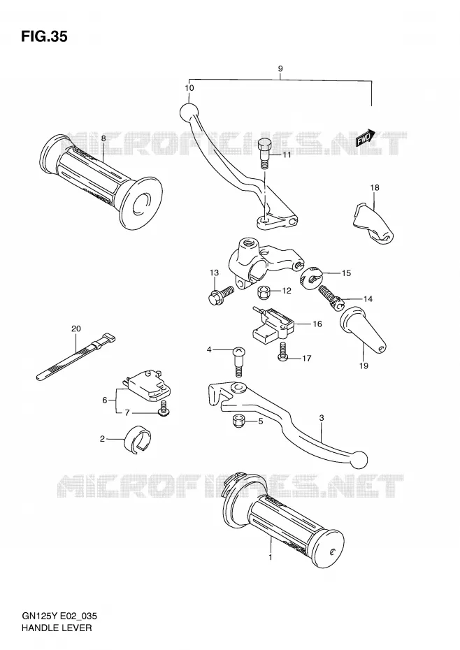 HANDGRIPS - LEVERS Suzuki MOTO 125 GN 1998  GN125UW(E2)