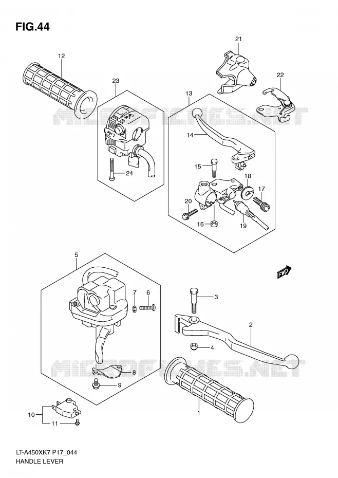 HANDGRIPS - LEVERS Suzuki QUAD 450 KINGQUAD 2007  LT-A450XK7(P17)