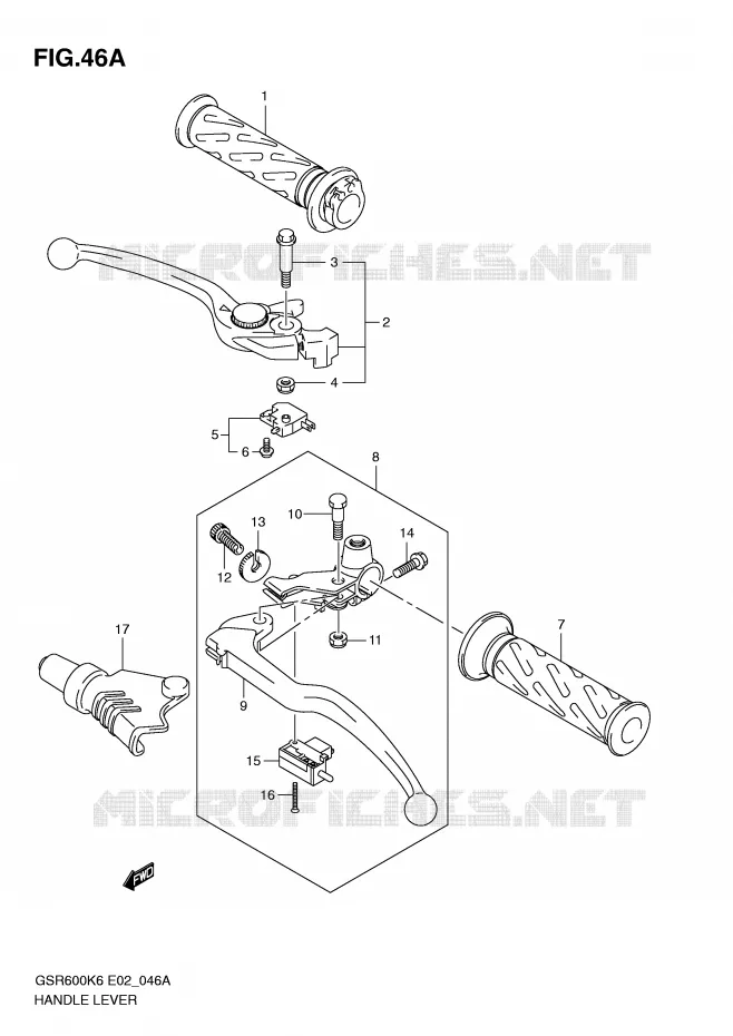 HEFBOMEN - HANDGRIPS (MODEL L0) Suzuki MOTO 600 GSR 2010  GSR600L0(E2)