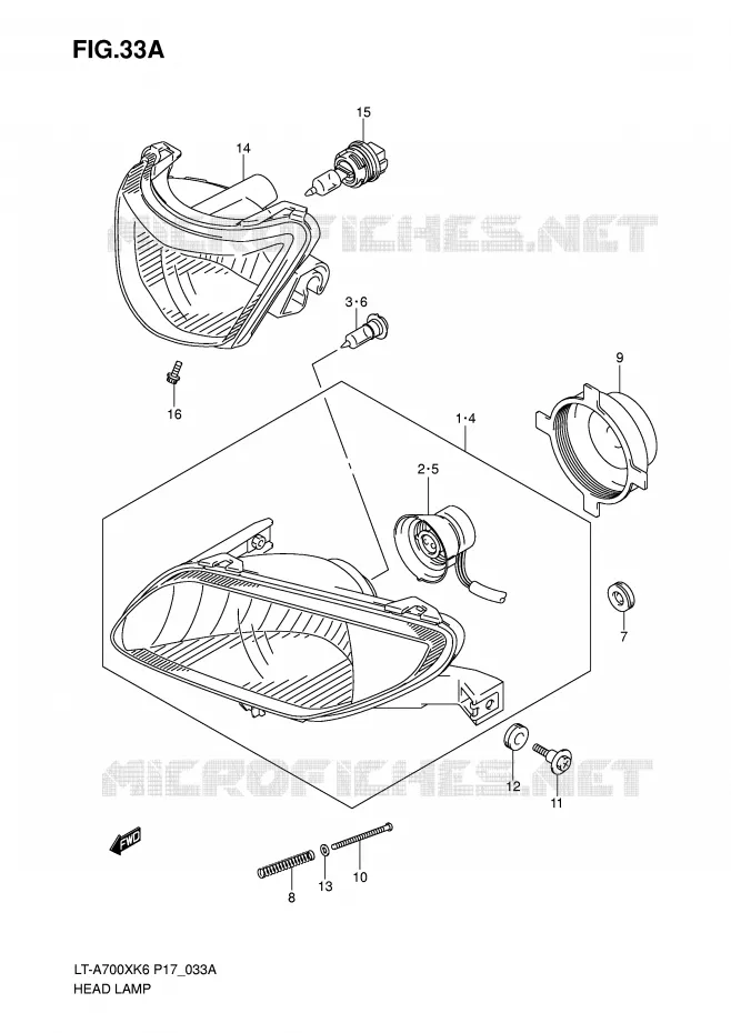 KOPLAMP (MODEL K6 F.NO.5SAAP41A 67110001~) Suzuki QUAD 700 KINGQUAD 2007  LT-A700XK7(P17)