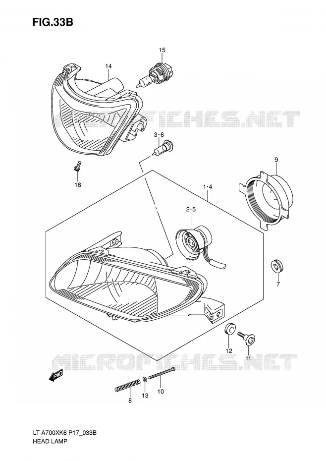 KOPLAMP (MODEL K7) Suzuki QUAD 700 KINGQUAD 2007  LT-A700XK7(P17)