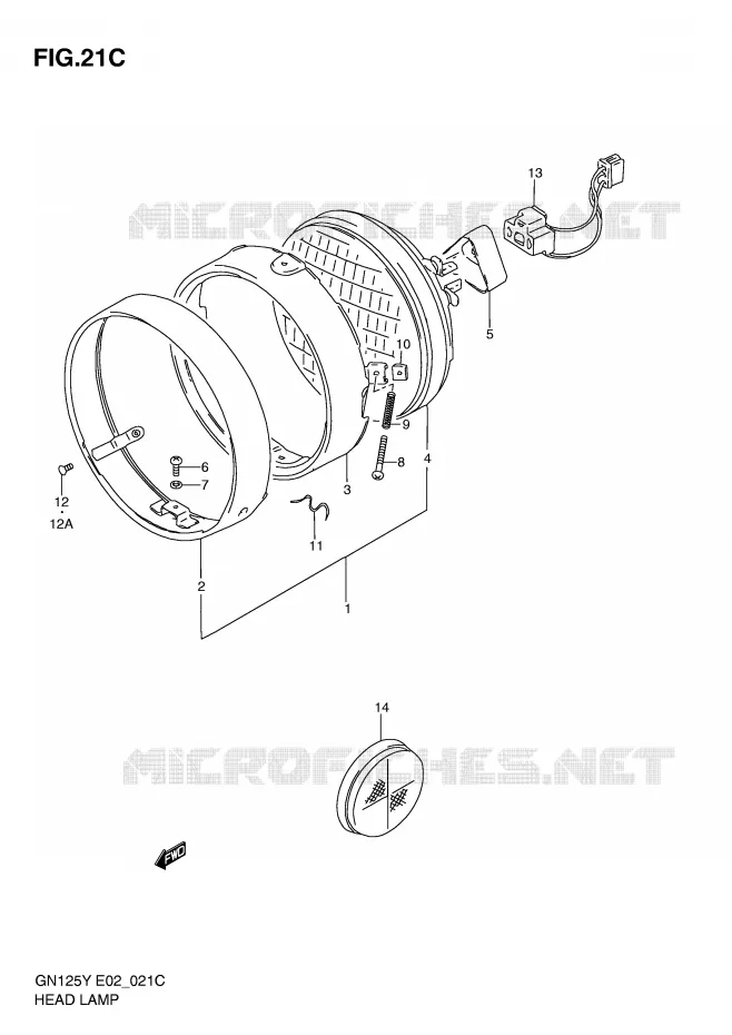 KOPLAMP (MODELE V/W/X/Y/K1 E1,E30) Suzuki MOTO 125 GN 1999  GN125X(E4)