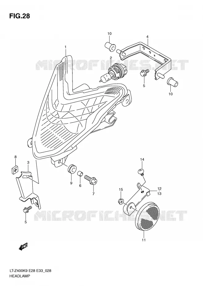 KOPLAMP Suzuki QUAD 400 QUADSPORT 2009  LT-Z400ZK9(E28/E33)