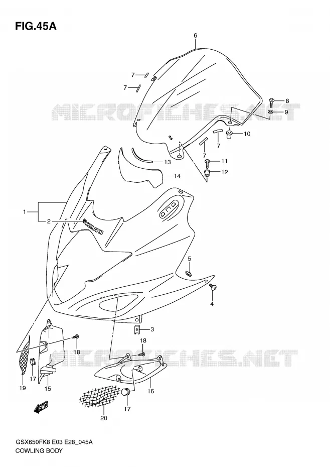 KUIP (MODEL L0) Suzuki MOTO 650 GSX-F 2010  GSX650FL0(E3/E28)