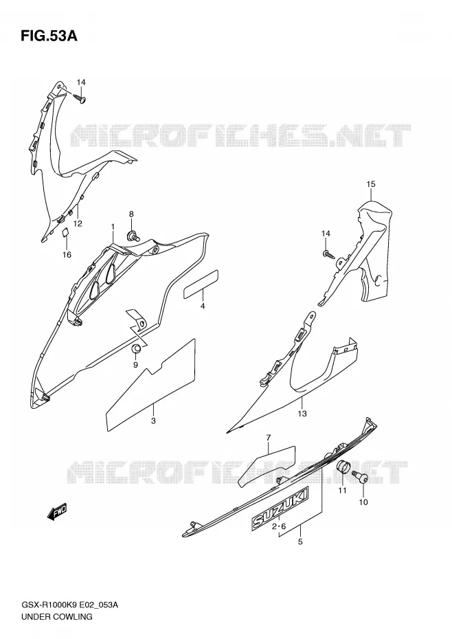 ONDER COWLING (MODEL L0) Suzuki MOTO 1000 GSX-R 2009  GSX-R1000UFK9(E2)