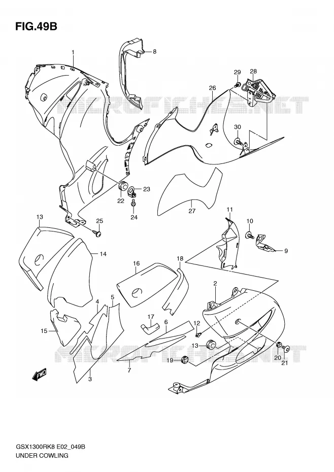 ONDER COWLING (MODEL L0) Suzuki MOTO 1300 HAYABUSA 2010  GSX1300RL0(E2)