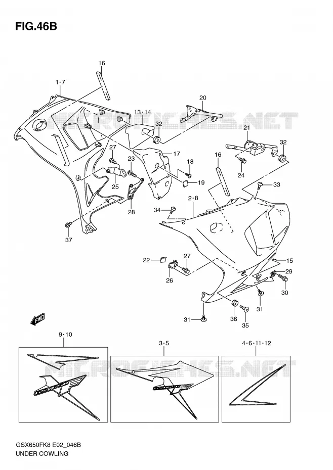 ONDER COWLING (MODEL L0) Suzuki MOTO 650 GSX-F 2010  GSX650FAL0(E2)